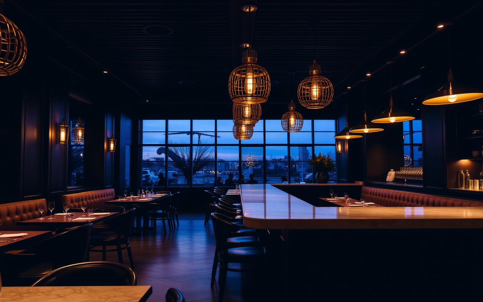Completed hospitality fit-out at twilight