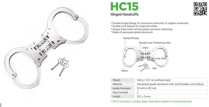 NEXTORCH HC15 – Hinged Handcuffs